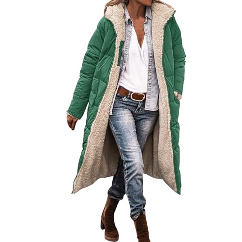 Winterjacke-Damen-lang, Winterjacke für Damen Dufflecoat Warmes Daunenjacken Motorrad Jacke Einfarbige Bekleidung Frauen übergangsmantel Elegant Strickjacken Bomberjacke Baumwolle Steppjacke von Sobzia