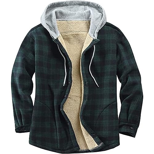 Winterjacke Mädchen, Hemd Herren Gefüttert Kariertes Hemd Hemdjacke Winter Holzfällerhemd Flanellhemd Langarm Freizeithemden Karohemd Winterjacke, 2024 Size M-3XL von Sobzia