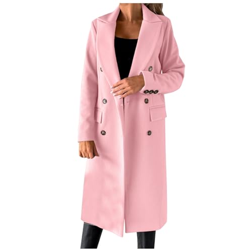 mäntel-Damen, Damen Trenchcoat Langer Warm Wintermantel Parka Zweireiher Mantel Jacke Overcoat Elegant Schlanke Wollmantel Windjacke Winddichter Herbst Winter Revers Mantel Oberbekleidung von Sobzia