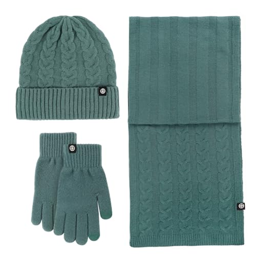 mütze-schal-set-mädchen-8-jahre, 3in1 Winter Beanie Hut, Schal, Handschuhe Set, Fleece Innenfutter Elastische warm gestrickte Beanie Cap Halswärmer Handschuhe, Mütze, Schal & Handschuh-Sets von Sobzia