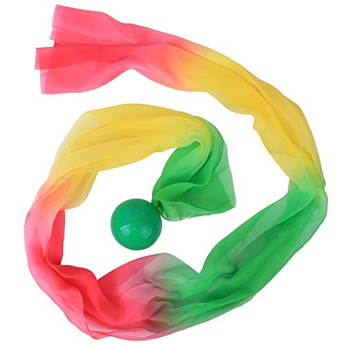 Ausziehbarer, Bunter Garnband-Seidenball mit Weicher Stärke für Tai Chi-Übungen und -Leistungen (Grünes Knäuel + buntes Garn 1,5 Meter) von Socobeta