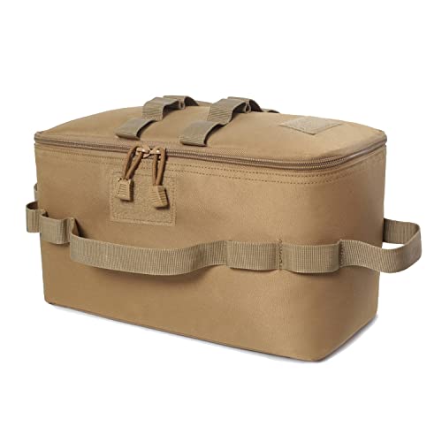 Socueny Outdoor-Camping-Aufbewahrungstasche, Gasherd, Kanister, Topf, Tragetasche, Picknick-Tasche, Kochgeschirr, Utensilien, Organizer, Khaki von Socueny