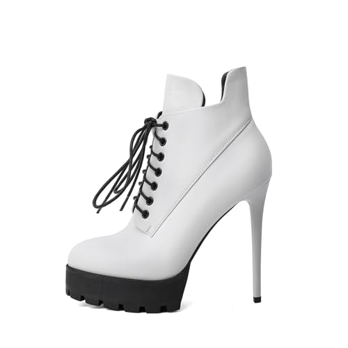 SofLuxe Schlichte und Stimmungsvolle Stiefel mit Hohen Absätzen, Stiefel mit Runder Spitze und Stilettoabsatz und Dicker Sohle, Elegante Stiefel,White,38 von SofLuxe