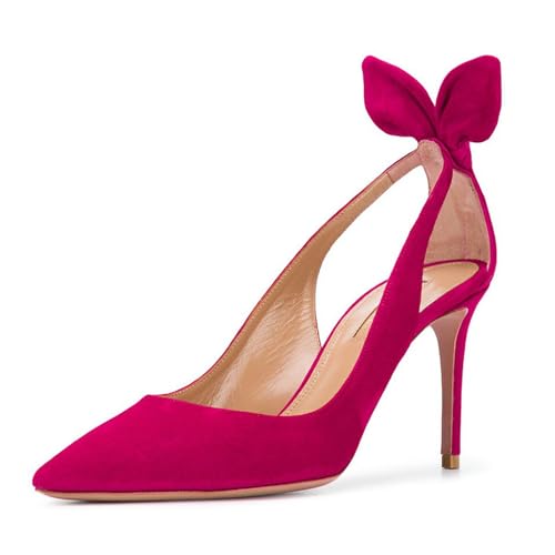 SofLuxe Spitze Stilettos, Schleifenverzierung, Bequeme Innensohle, Für Viele Anlässe Geeignet, Kann Zu Jeder Jahreszeit Getragen Werden,fuchsia12,35 von SofLuxe