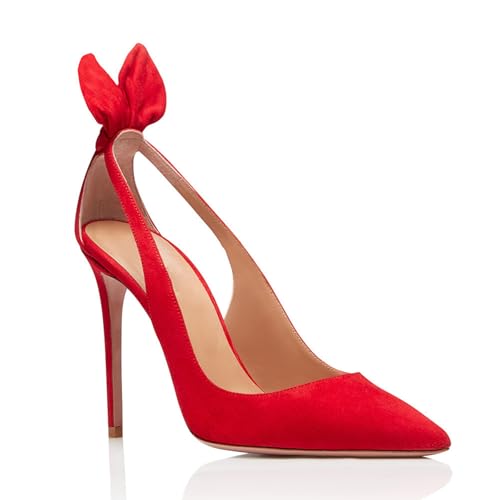 SofLuxe Spitze Stilettos, Schleifenverzierung, Bequeme Innensohle, Für Viele Anlässe Geeignet, Kann Zu Jeder Jahreszeit Getragen Werden,red10,39 von SofLuxe