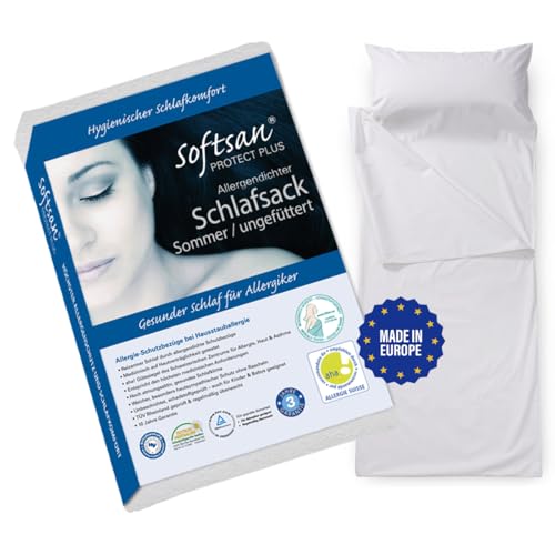 Softsan Protect Reiseschlafsack für Allergiker aus Evolon 80x180 cm, OHNE Füllung, Encasing/Milbenschutz für unterwegs, milbendichter Schlafsack für Allergiker, Allergie-Schlafsack Softsan Protect Reiseschlafsack für Allergiker aus Evolon 80x180 cm, OHNE Füllung, Encasing/Milbenschutz für unterwegs, milbendichter Schlafsack für Allergiker, Allergie-Schlafsack von Softsan