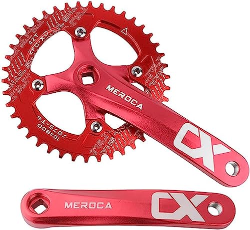 Sohodoo MTB-Fahrradkurbel, Mountainbike-Kurbelgarnitur, Hohle Integrierte Kurbel, 170 Mm BCD 104, Geeignet for Geschwindigkeitskompatible Einzel-/Doppelscheiben (Color : 170mm Red, Size : 38T) von Sohodoo