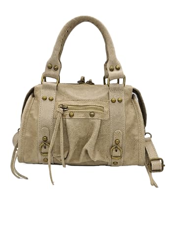 Soleil Chic - Daisy Kleine Handtasche, Leder, Damen, Umhängetasche aus Rindsleder, beige, one size, Modern von Soleil Chic