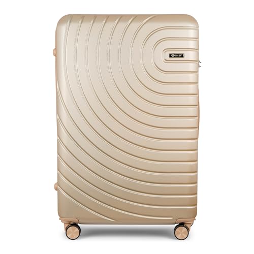 Solier Hartschalen Reisegepäck Koffer Reisekoffer – Koffer mit 4 Rollen - Rollkoffer mit Zahlenschloss - Hardcase Flugkoffer Reisetrolley (Gold, 24" M) von Solier