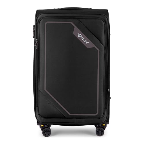 Solier Reisekoffer Koffer mit 4 Rollen Leicht Tourister Trolley Rollkoffer mit Zahlenschloss Groß Reisetrolley (SCHWARZ/KOFFEE, XL 84L) von Solier