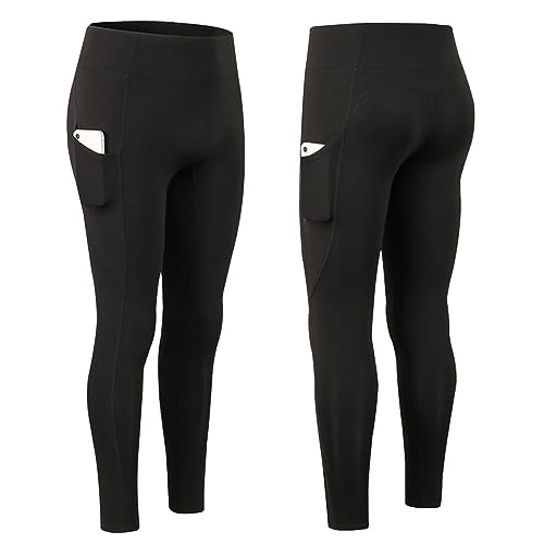 Solinder 2 Stück Damen-Yoga-Leggings mit hoher Taille, Fleece-Trainingshose, warme Yoga-Hose mit Taschen von Solinder