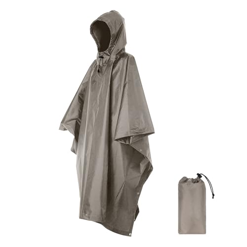 Solinder 3-in-1 wasserdichter Regenponcho, Leichter Regenmantel mit Kapuze, Picknickmatte, Decke, Sonnenschutz für Outdoor, Camping, Wandern, Radfahren, Klettern von Solinder