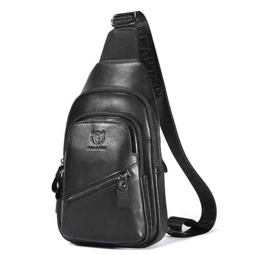 Solinder Umhängetasche aus echtem Leder für Herren, Retro-Umhängetasche, Brusttasche mit Mehreren Taschen und USB-Ladeanschluss von Solinder