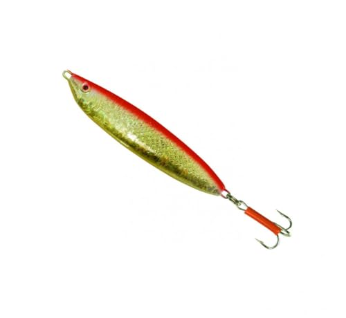 Solvkroken Stingsilda Holo Pilker goldfarben/rot, Köder für Dorsch, Heilbutt & Seelachs, Meeresköder für Norwegen, Island, Dänemark, Gewicht / Länge / Hakengröße:200g - 11.2cm - Gr. 6/0 Solvkroken Stingsilda Holo Pilker goldfarben/rot, Köder für Dorsch, Heilbutt & Seelachs, Meeresköder für Norwegen, Island, Dänemark, Gewicht / Länge / Hakengröße:200g - 11.2cm - Gr. 6/0 von Solvkroken