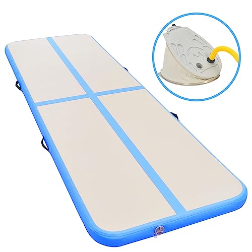 Aufblasbare Gymnastikmatte mit Pumpe, Somanki Turnmatte, Gymnastics Mat, Tumbling Matte, Airmatte, 800×100×10 cm PVC Blau von Somanki