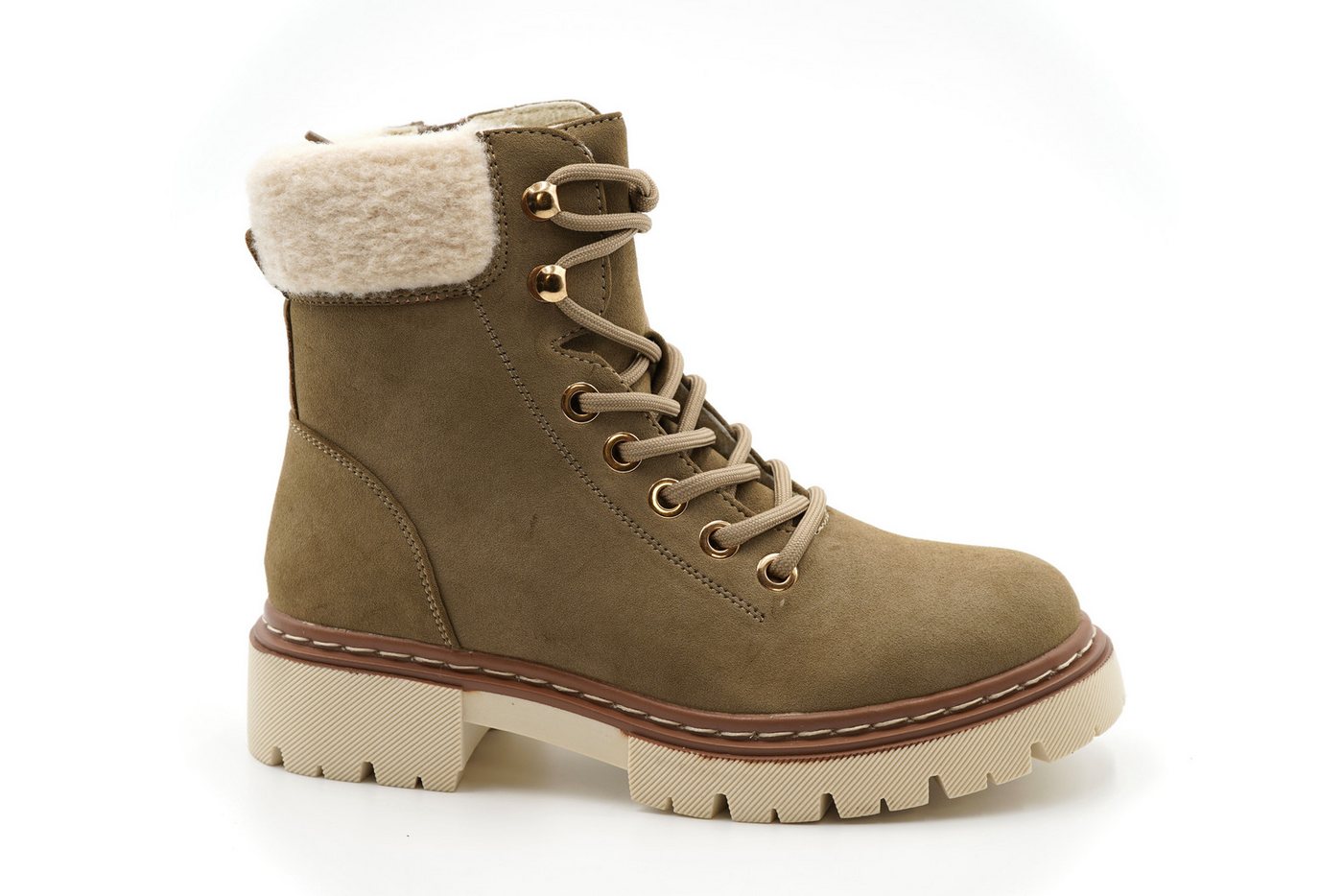 Sonderpostendiscount Damen Boots Khaki gefüttert KA23-226 Bootsschuh Sonderpostendiscount Damen Boots Khaki gefüttert KA23-226 Bootsschuh von Sonderpostendiscount