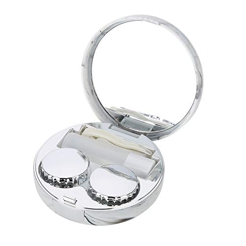 Sonew Kontaktlinsenbehälter, Kontaktlinsen Behältnis, Eintauch Linsenbehälter Tragbarer Kunststoff Marmor Muster Augenpflege Kit Behälter(White) von Sonew
