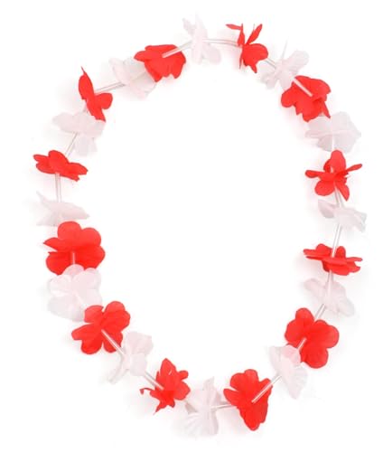 Sonia Originelli Blumenketten Hawaiiketten Party Fanartikel feiern Sommer EM WM 5 Stück Farbe: rot-Weiss von Sonia Originelli