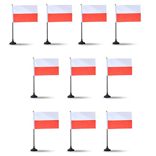Sonia Originelli Mini Handfahnen mit Tischständer Fuß 10 Stück Set Polen Poland Polska EM WM Flaggen Fanartikel von Sonia Originelli