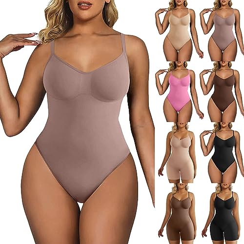 Bodysuit Ribbed Shapewear Damen Bauchweg Stark Formend Sculpting Sleeveless Seamless Yoga Jumpsuit Thong Bodysuits Figure Shaping Body Shape Bauchweg Formender Tanga mit Verstellbarer Schultergurt von Sonnena