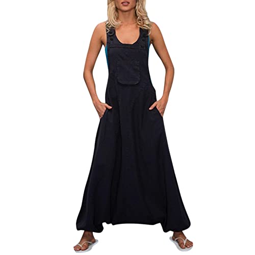 Latzhose Damen Jumpsuit mit Träger Retro Overalls Oversize Lose Hose Lange Baggy Sommerhose Latzhose Haremshose Sommerhose Overall Baumwolle von Sonnena