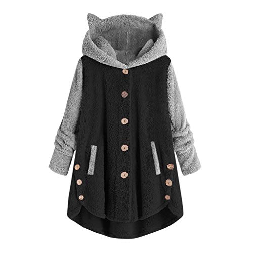 Sonnena Cute Hoodie Damen Cat Ear Hoodie Jacket Langarm Pullover Kawaii Fuzzy Fluffy Katze Sweatshirt mit Kapuze Jacke Mäntel für Teenager Mädchen von Sonnena