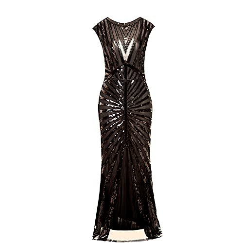Sonnena Damen Flapper Kleider voller Pailletten Retro 1920er Jahre Stil V-Ausschnitt Great Gatsby Motto Party Damen Kostüm Kleid von Sonnena