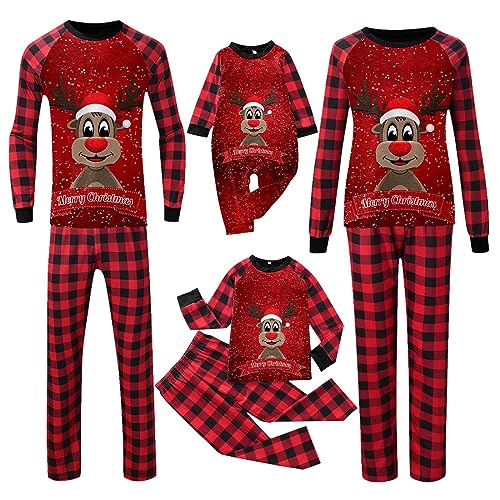 Sonnena Familien Weihnachten Schlafanzug Familie Outfit Set Hose Tshirt Weihnachten Winter Overall Nachtwäsche Hausanzug Kuschelig Nachthemd Weihnachtsoutfit von Sonnena