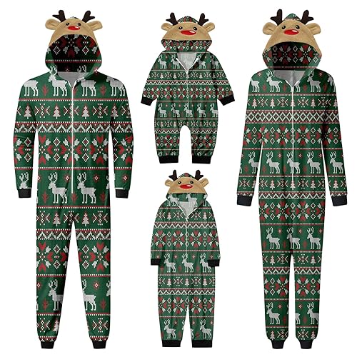 Sonnena Familien Weihnachten Schlafanzug Jumpsuit Weihnachtspyjama Winter Warm Damen Herren Jungen Und Mädchen Nachtwäsche Overall Hausanzug Kuschelig Nachtwäsche Hausanzug Weihnachtsoutfit von Sonnena