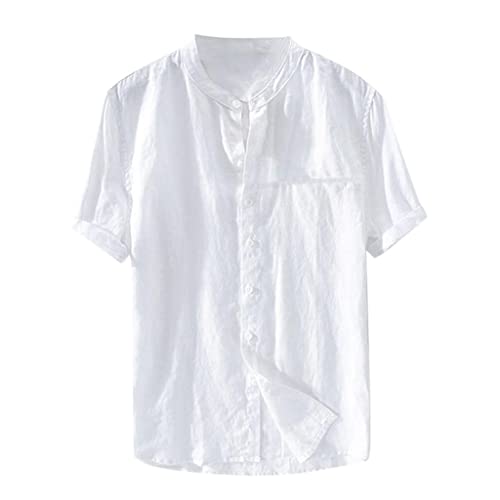 Sonnena Herren Hemd Kurzarm Leinenhemd aus Baumwollmischung Regular Fit Button-down Sommer Freizeit Leinenhemd von Sonnena