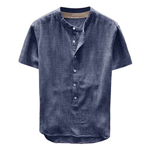 Sonnena Herren Hemd Kurzarm Leinenhemd aus Baumwollmischung Regular Fit Button-down Sommer Freizeit Leinenhemd von Sonnena