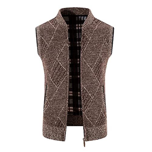 Sonnena Herren Strickweste Fleece Futter Pullover Strick Gilet Winter Gesteppter Ärmellose Herren Strickweste Ärmellos Cardigan Kaschmir Jacke Outdoor Winter von Sonnena