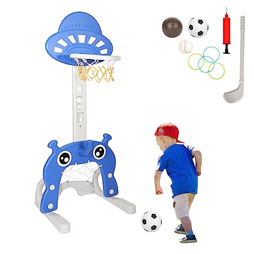 Sonnewelt 4 in 1 Kinder Basketballkorb Set -Basketballkorb für Kinder, höhenverstellbarer Basketballständer, Fußballtor & Wurfspiel für Kleinkinder - Basketballkorb Indoor Kinder Sonnewelt 4 in 1 Kinder Basketballkorb Set -Basketballkorb für Kinder, höhenverstellbarer Basketballständer, Fußballtor & Wurfspiel für Kleinkinder - Basketballkorb Indoor Kinder von Sonnewelt