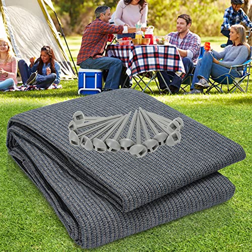 Sonnewelt Vorzeltteppich 400x400cm, Zeltteppich 100% HDPE, Outdoor campingteppich mit 13 Heringe, Ausgestattet mit Tragetasche, Waschbar (Grau Blau) von Sonnewelt