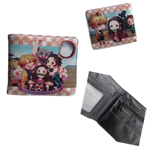 Sonsoke Kamado Tanjirou Nezuko Anime Herren Geldbörsen Bi-Fold Wallet ID Card Credit Card Multi Purpose Wallet für Männer und Frauen Geschenk Cosprey, mehrfarbig, L, Modern von Sonsoke