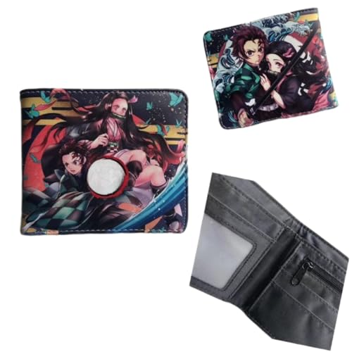 Sonsoke Kamado Tanjirou Nezuko Anime Herren Geldbörsen Bi-Fold Wallet ID Card Credit Card Multi Purpose Wallet für Männer und Frauen Geschenk Cosprey, mehrfarbig, L, Modern von Sonsoke