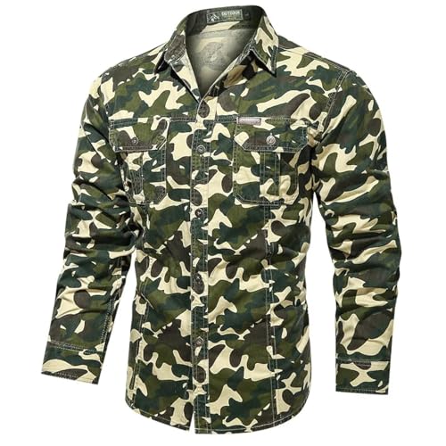 Men Men'S Shirts Herren Casual Shirt Dress Shirt Formal Business Long Sleevehemden Männliche Baumwolle Outdoor Multi-Pocket Tooling Hemden Mann Langärmelige Freizeithemden 5Xl Xlasiagröße Khaki von Sopodbacker