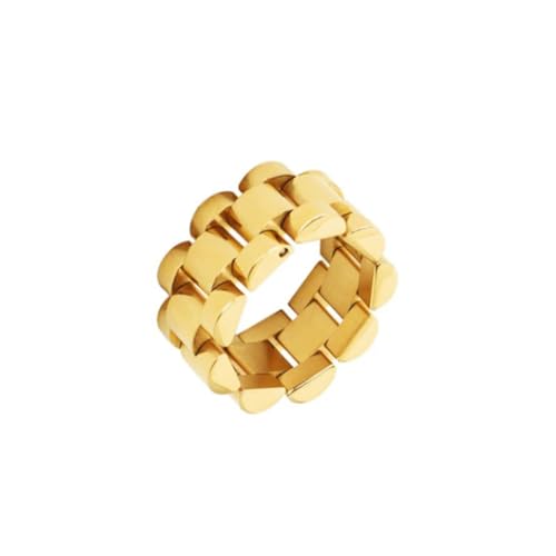 Rings Ring Ringe Damen Bijouterie Herren Bold Wide Dicker Ring Für Frauen Chunky Link Chain Strap Finger Rings 8 Gold von Sopodbacker