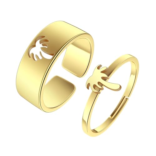 Rings Ring Ringe Damen Bijouterie Herren Strandpalme Verstellbares Offenes Ringset Für Männer Frauen Sommerhochzeit Gold von Sopodbacker