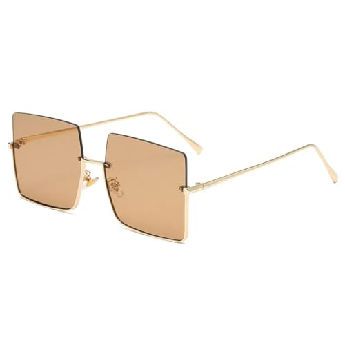 Sonnenbrille Herren Damen Unisex Rahmen Quadratische Sonnenbrille Rahmenlose Sonnenbrille Retro Rahmen Braun von Sopodbacker