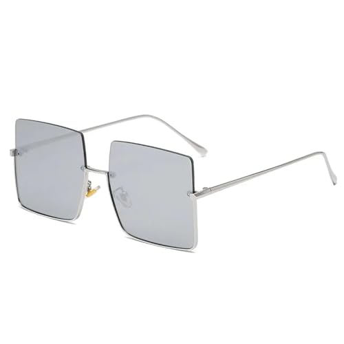 Sonnenbrille Herren Damen Unisex Rahmen Quadratische Sonnenbrille Rahmenlose Sonnenbrille Retro Rahmen Silber von Sopodbacker