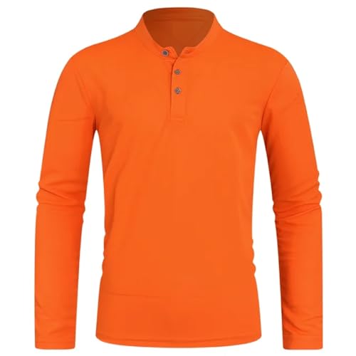 Sopodbacker Men Men's Shirts Herren Casual Shirt Dress Shirt Formal Business Long Sleevebaumwolle Langarm-Poloshirt Männlich Lässig Atmungsaktives Tägliches Unterhemd (Eu) L70-80Kg Orange von Sopodbacker