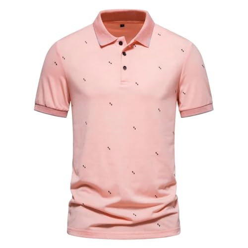 Sopodbacker Men Men's Shirts Herren Casual Shirt Dress Shirt Formal Business Long Sleeveherren Poloshirt Print Halbkragen T-Shirt Daily Lässig Atmungsaktiv Kurzarm XL Pink von Sopodbacker