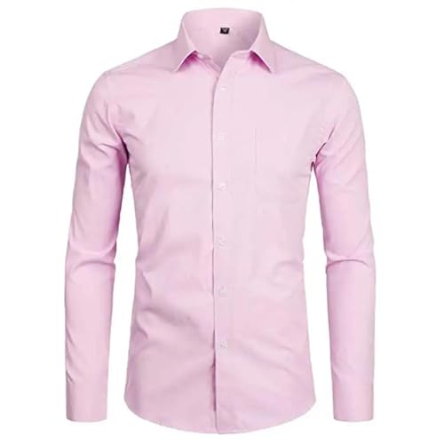 Sopodbacker Men Men's Shirts Herren Casual Shirt Dress Shirt Formal Business Long Sleeveherren Slim Fit Hemden Slim Fit Langarmhemd Herren Baumwolle Business Abendhemd Asianxslabel37 Pink von Sopodbacker