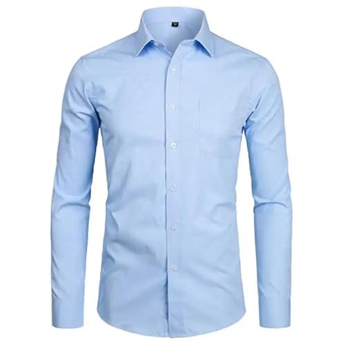 Sopodbacker Men Men's Shirts Herren Casual Shirt Dress Shirt Formal Business Long Sleevemänner Slim Fit Hemden Slim Fit Langarmhemd Männer Baumwolle Business Abendhemd Asian7Xllabel47 SkyBlue von Sopodbacker