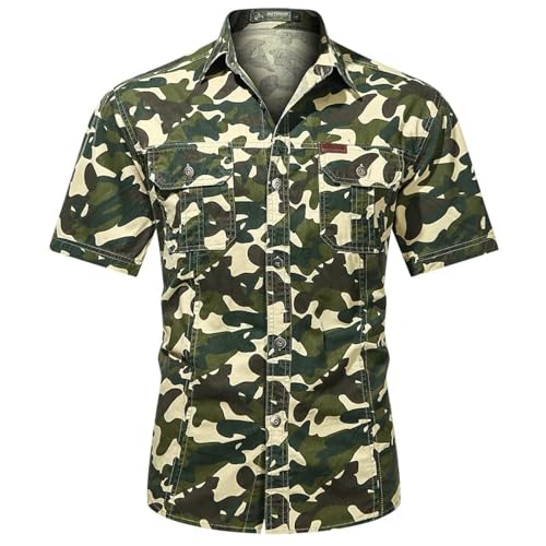 Sopodbacker Men Men's Shirts Herren Casual Shirt Dress Shirt Formal Business Long Sleevemänner Sommer Camouflage Hemden Herren Outdoor Hemden Tooling Hemden Herren Hemden Masiasize Khaki von Sopodbacker