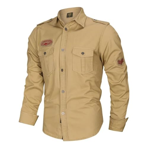 Sopodbacker Men Men's Shirts Herren Casual Shirt Dress Shirt Formal Business Long Sleeveoutdoor-Hemden Männliche Baumwollwerkzeuge Freizeithemden Mann Große Hemden 5Xlcnsize Khaki von Sopodbacker