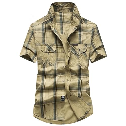 Sopodbacker Men Men's Shirts Herren Casual Shirt Dress Shirt Formal Business Long Sleevetooling Hemden Mann Outdoor Karierte Hemden Männliche Baumwollhemden 4Xlasiasize Khaki von Sopodbacker