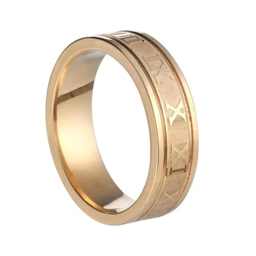 Sopodbacker Ring Ringe Damen Bijouterie Herren 6Mm Breite Ehering Römische Ziffern Cool Punk Männer Frauen Paar Party 9 Gold von Sopodbacker