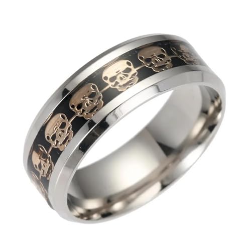 Sopodbacker Ring Ringe Damen Bijouterie Herren 8Mm Ringe Frauen Männer Punk Schädel Hochzeit Party Zubehör 6 Schwarzgold von Sopodbacker